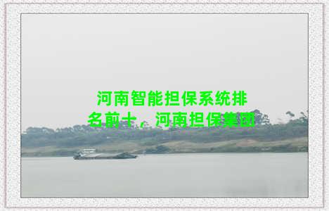 河南智能担保系统排名前十，河南担保集团